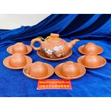  Bộ ấm trà Tử sa lòng xanh Bát Tràng họa tiết Hoa Mai 350ml BKCEVN-8016 