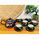  Bộ ấm chén tử sa Hoa Mai chính hãng Bát Tràng 350ml 