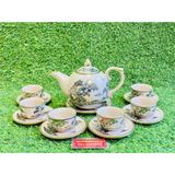  Bộ ấm chén họa tiết vẽ vàng cây tùng 