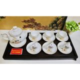  Bộ ấm men trắng vẽ vàng quà tặng xuất xứ Bát Tràng 