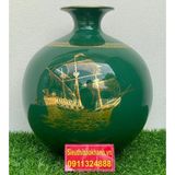  Bình hút lộc Bát Tràng đắp nổi vẽ vàng họa tiết thuận buồm xuôi gió 21cm 