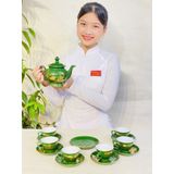  Bộ ấm chén xanh họa tiết công đào phú quý 