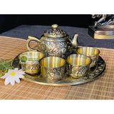  Bộ ấm chén đồng họa tiết Lí Ngư dáng cổ 250 ml 