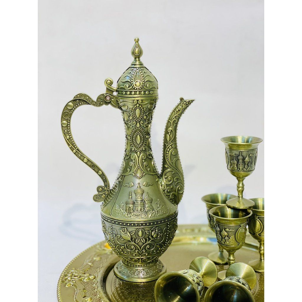  [SALE SẬP SÀN DỊP TẾT]-Bộ Ấm Chén Đồng Dáng Hoàng Gia-Bảo Khánh Việt Nam 750ml 