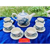  Bộ ấm chén men rạn Bát Tràng vẽ hoa sen cao cấp 