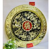  Mâm đồng thau nguyên chất trạm trổ Long Phụng 50cm 