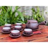  Nghệ thuật gốm sứ Bát Tràng ấm chén tử sa hạo tiết hoa năm cánh _ấm chén Bảo Khánh 