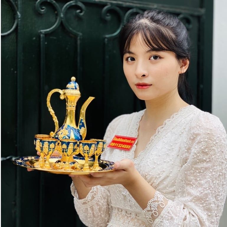  Bộ ấm chén hợp kim Đồng dáng hoàng gia cao cấp 750ml 