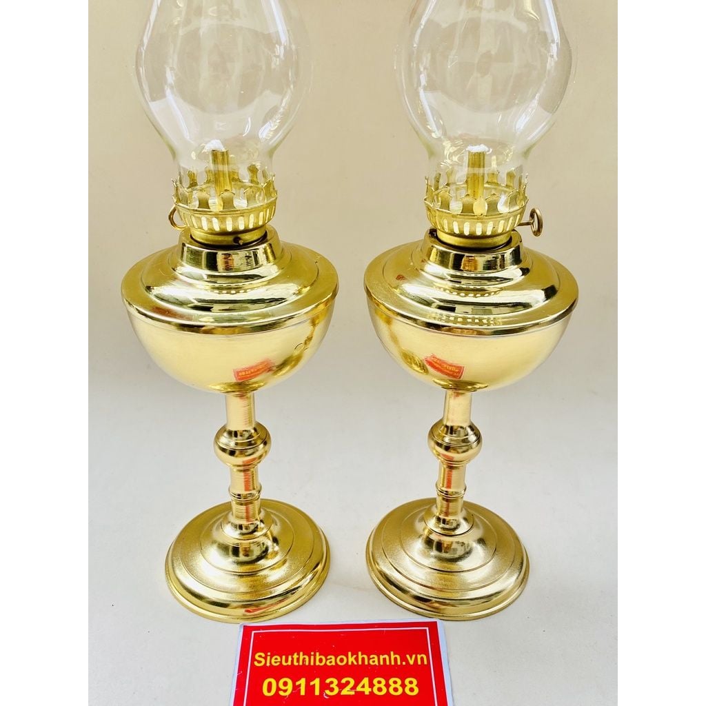  Cặp đèn dầu đồng cao cấp-Bảo Khánh Việt Nam 25cm 