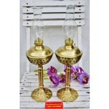  ặp đèn dầu đồng thân gốm xuất xứ Bát Tràng 27cm 