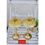  cặp đèn đầu đồng thân gốm xuất xứ Bát Tràng 25cm 
