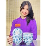  Bộ 10 bát men trắng vẽ hoa xuất xứ Bát Tràng 
