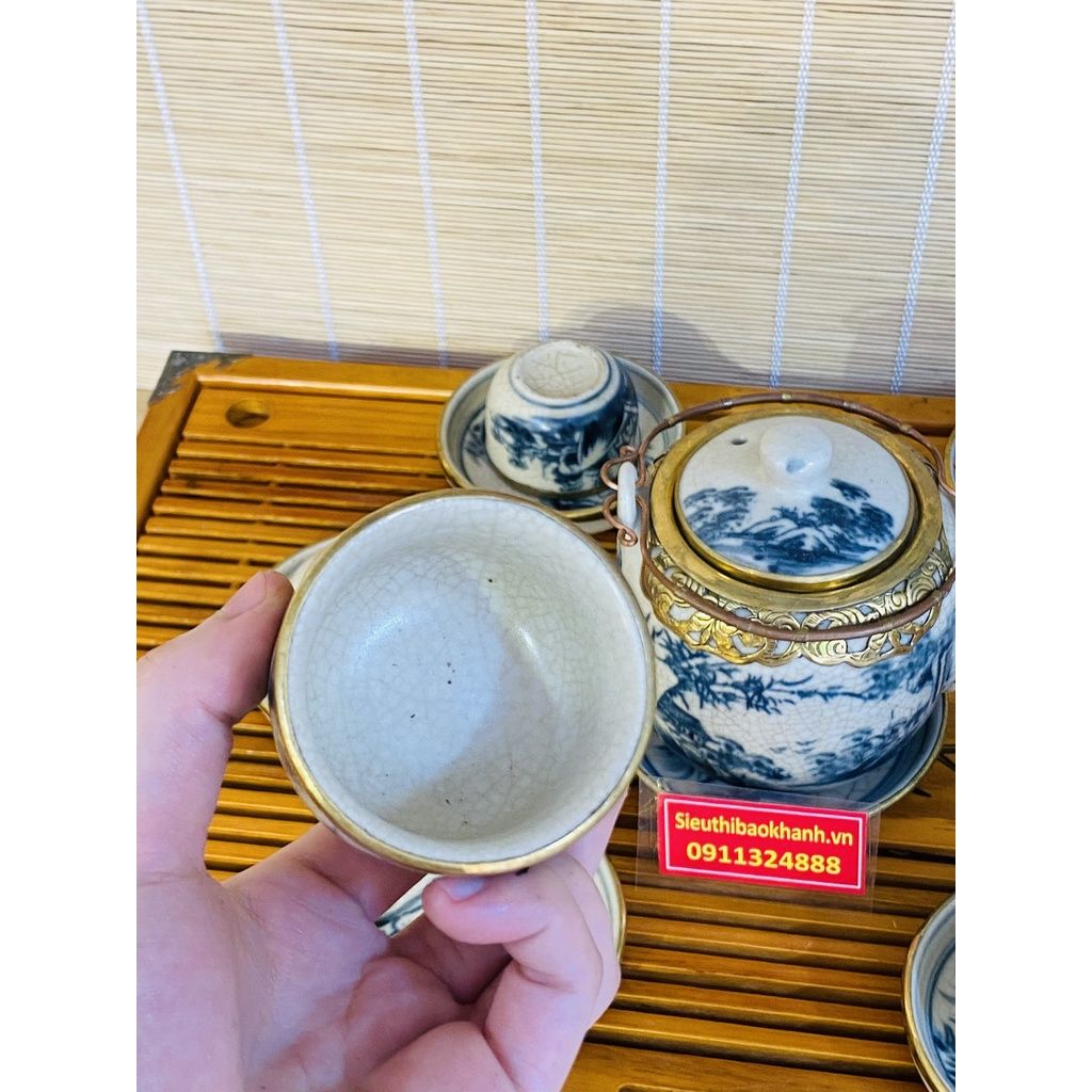  Bộ ấm chén men rạn bọc đồng vàng -Bảo Khánh 