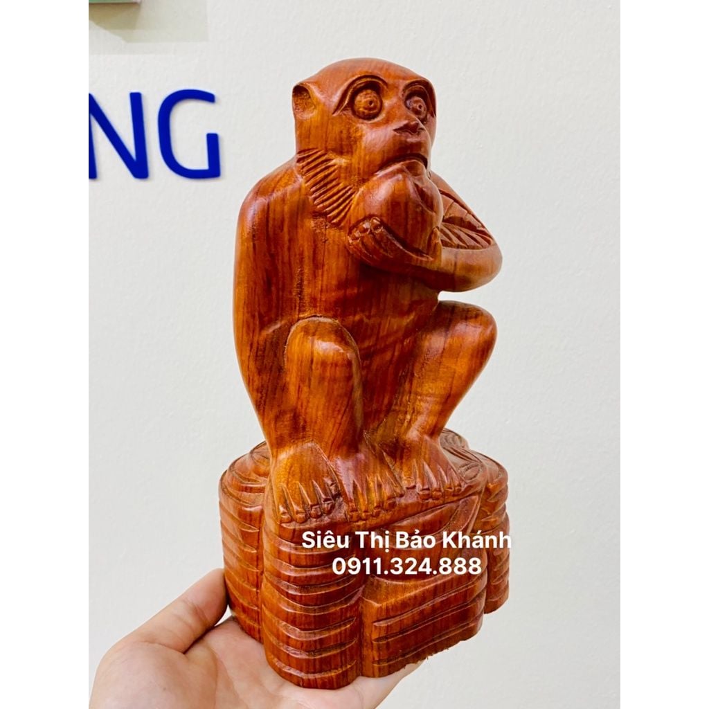  Tượng khỉ  gỗ  hương tài lộc cao 18 cm 