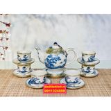  Bộ ấm chén uống trà Đẹp,cao cấp chính hãng Bát Tràng 350ml 