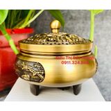  Xông Trầm,dụng cụ đốt Trầm chất liệu đồng vàng cao cấp 8cm 