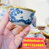  Bộ ấm chén men rạn bọc đồng Bát Tràng họa tiết Sơn Thủy Hữu Tình BKCEVN-8032 