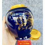  Hũ đựng chè họa tiết song công tài lộc vẽ vàng -sieuthibaokhanh 