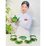  Bộ ấm chén xanh họa tiết công đào phú quý 