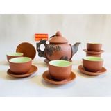  Bộ ấm chén tử sa lòng xanh họa tiết hoa mai 350ml BKCEVN-8207 