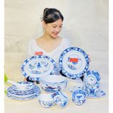 Bộ bát đĩa cảnh men rạn tùng hạc diên cao cấp 