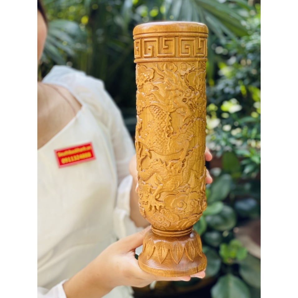  Ống cắm nhang gỗ trang trí phong thủy bàn thờ 