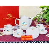  Bộ ấm chén,ấm trà men trắng Bát Tràng cao cấp chính hãng 350ml 