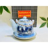  Bộ ấm chén đẹp,ấm trà Bát Tràng cao cấp chính hãng-Gốm sứ Bảo Khánh 350ml 