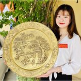  Mâm Đồng phong thủy cao cấp họa tiết Sơn Thủy 50cm-Bảo Khánh 