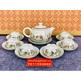  Bộ âm trà men ngọc trúc lâm thất hiền bát tràng vẽ vàng BKCEVN-8026 