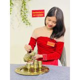 Bộ ấm chén đồng hoàng gia họa tiết cổ cao cấp 