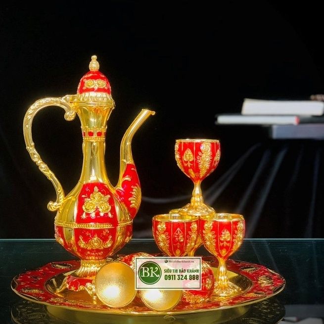  Bộ ấm chén hợp kim Đồng dáng hoàng gia cao cấp 750ml BKMEVN-8193 