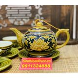  Bộ ấm chén,ấm trà Đẹp men màu xuất xứ Bát Tràng-Ấm chén Bảo Khánh 450ml 