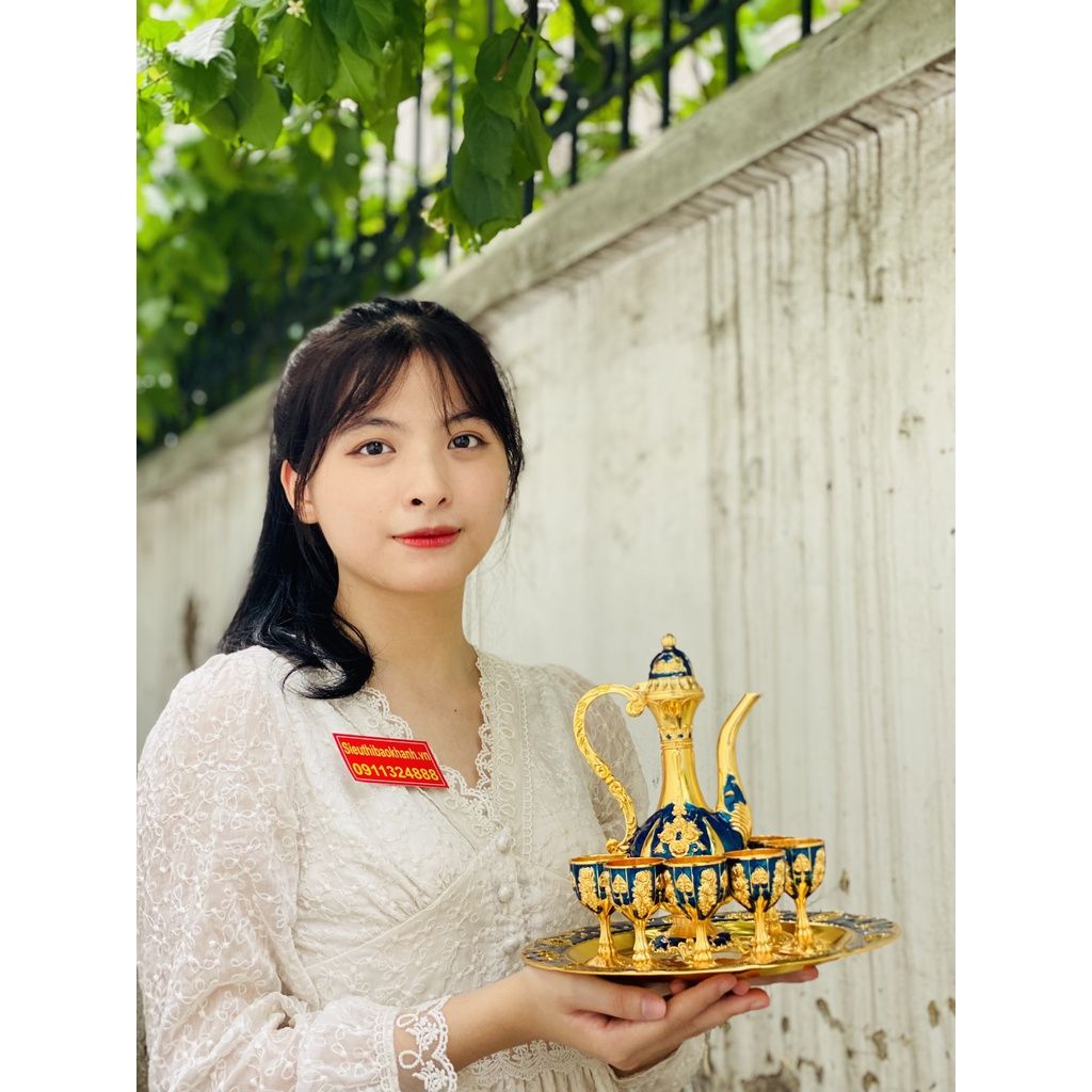  Bộ ấm chén hợp kim Đồng dáng hoàng gia cao cấp 750ml 