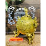  Xông trầm hương đồng quà tặng,đồ trang trí cao cấp -mỹ nghệ bảo khánh 18cm 