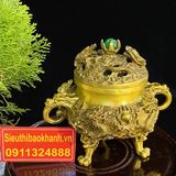  Xông trầm hương đồng quà tặng,đồ trang trí cao cấp 15cm -mỹ nghệ bảo khánh 