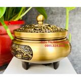  Xông Trầm,dụng cụ đốt Trầm chất liệu đồng vàng cao cấp 8cm-Bảo Khánh 