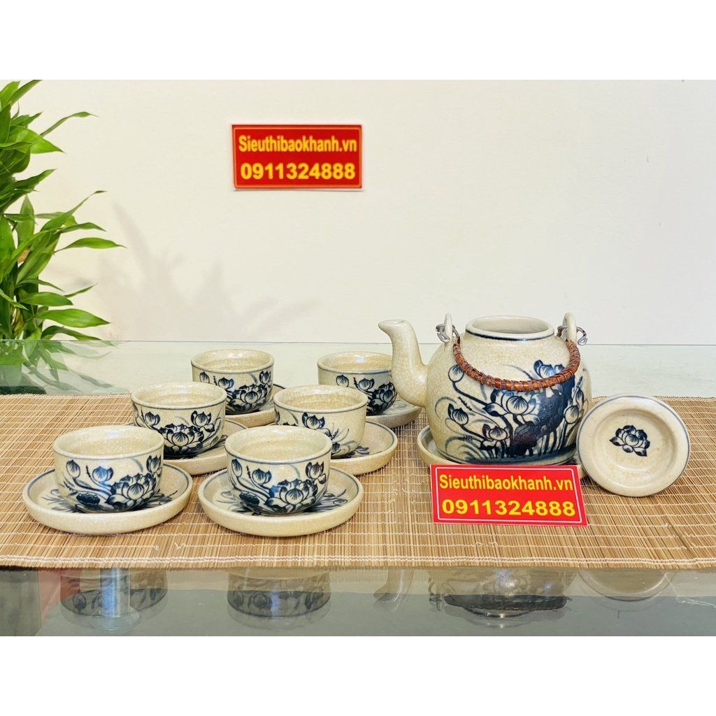  Bộ ấm chén,ấm trà Bát Tràng cao cấp chính hãng 350ml 