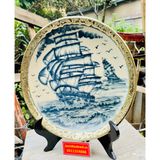  Đĩa Trưng Bày Men Dạ Bọc Đồng Họa Tiết Thuận Buồm Xuôi Gió 