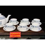  Bộ ấm chén Bát Tràng cao cấp,Bền,Đẹp,chính hãng 350ml 
