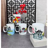  [Gốm Sứ Bát Tràng] Cốc vẽ tay hình phong cảnh Hà Nội Dáng C siêu đẹp 