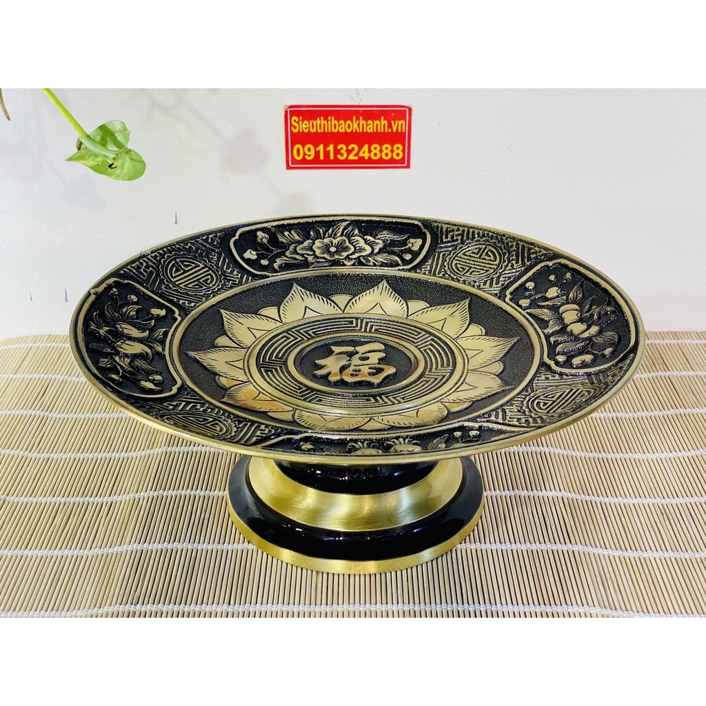  Mâm bồng đựng hoa quả chất liệu hợp kim đồng 30cm-siêu thị bảo khánh 