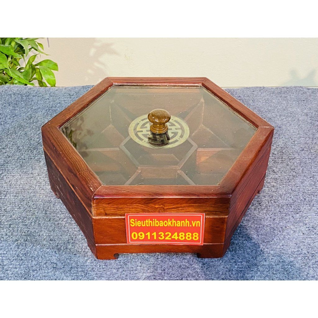  [ĐỒ DÙNG NGÀY TẾT]-Khay đựng bánh kẹo bằng gỗ hương thiết kế cao cấp 31cm 