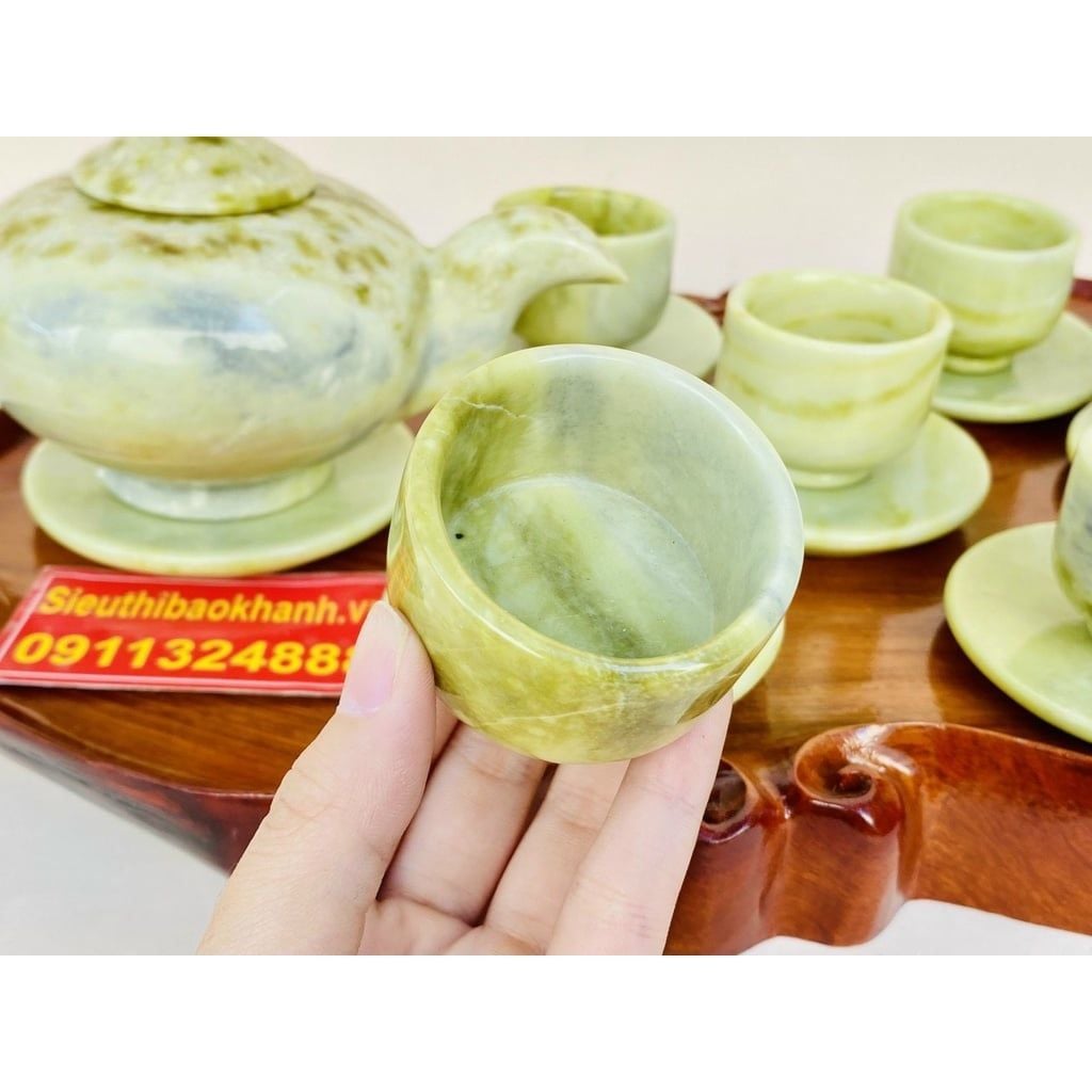  Bộ ấm chén đá màu xanh 
