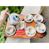  Bộ ấm chén men rạn vẽ Sơn Thủy Bát Tràng cao cấp 350ml 