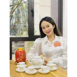  Bộ ấm chén men ngọc hoa sen 