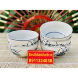  Bộ 10 bát men trắng vẽ sen 