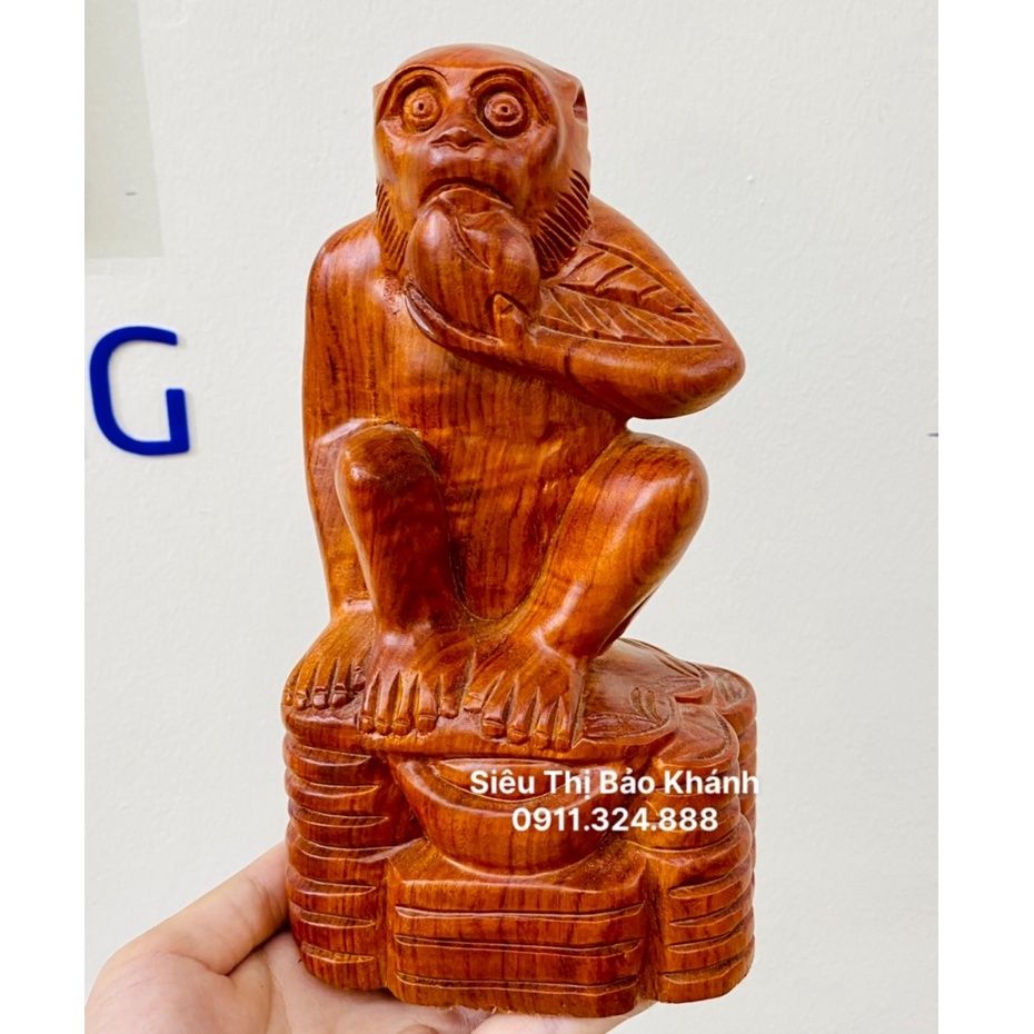  Tượng khỉ  gỗ  hương tài lộc cao 18 cm 