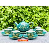  Bộ ấm chén xanh vẽ sen vàng 