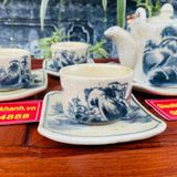  Bộ ấm chén men rạn cổ Bát Tràng, dáng vuông BKCE-000810VN-0003 